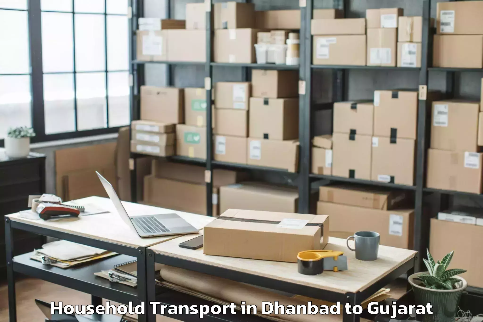 Easy Dhanbad to Koyali Household Transport Booking